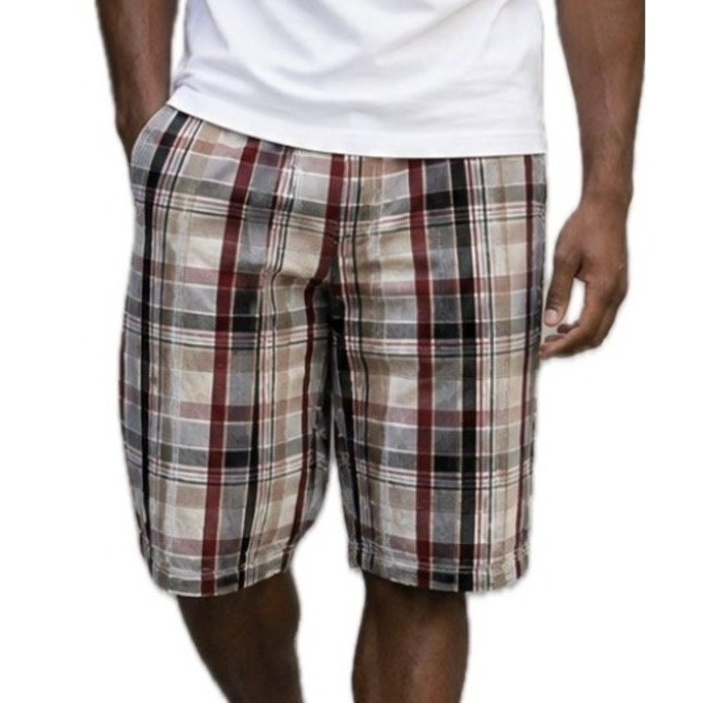 Arizona VTG Y2K Plaid Bermuda Shorts. Red/White/Tan/Gray. Mens Size 31